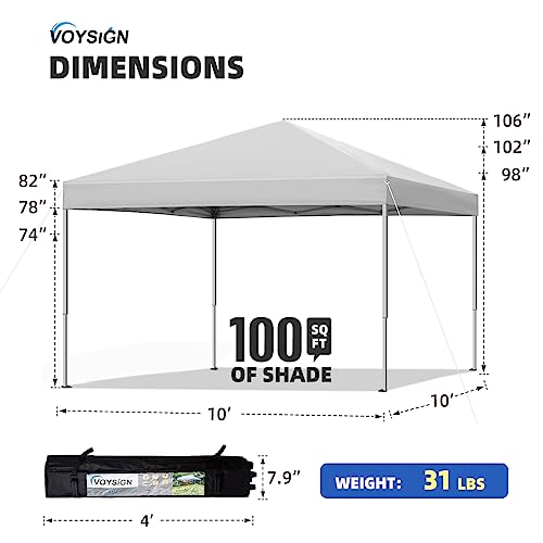 10x10 Pop Up Canopy Tent, Outdoor Instant Sun Shelter - White, Included 1 x Rolling Storage Wheeled Bag, 4 x Guylines, 8 x Stakes - color: Basic White