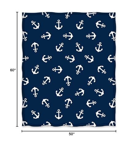 Jekeno Nautical Anchor Blanket Gifts for Men Women Kids Boys Birthday Christmas for Dad Husband Son Fathers Day Presents Sea Adventure Ocean Theme Navy Throw Blankets Dark Blue 50"x60" - color: Color6, size: 50"x60"