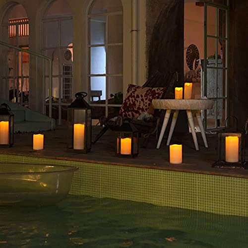 Homemory 6" 8" 10" x 4" Waterproof Outdoor Flameless Candles, Battery Operated Flickering LED Pillar Candles with Remote and Timers for Indoor, Plastic, Ivory White - color: Ivory White, size: 4"x 6"/8"/10"