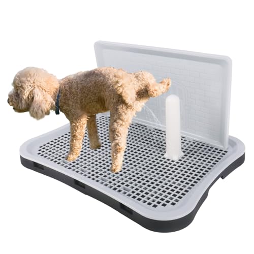 Indoor Dog Potty Tray with Splash Guard, 20"x15.5"x1.4" Pee Pad Holder for Puppies & Small Dogs, Waterproof Easy-Clean Dog Toilet Training Tray (Gray)