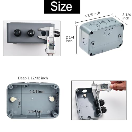 Outdoor Junction Box,Nineleaf IP66 Weatherproof Electrical Project Boxes PVC/ABS Plastic Enclosure Box Universal Watertight 4.9 x 3.3 x 2.3 inch (125x86x62mm), with 4PK 20mm Cable Gland Grey(1 Set) - color: Grey, size: Medium+4*M20