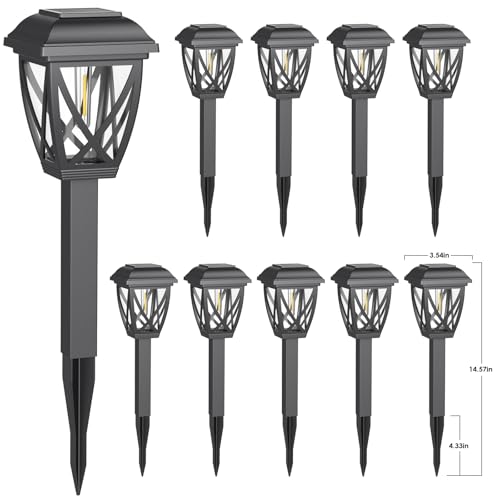 Derynome Solar Lights Outdoor, 10 Pack Waterproof Solar Pathway Lights for Outside, Outdoor Light for Garden, Yard, Patio, Landscape, Planter, Walkway Decor