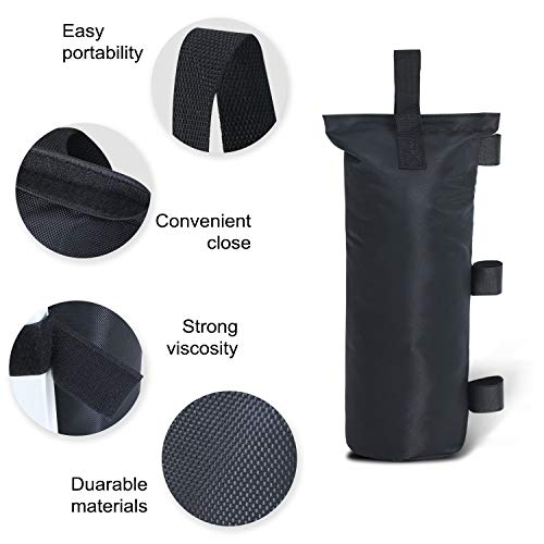 ABCCANOPY 100 LBS Extra Large Canpoy Sand Bags for Ez Pop up Canopy Tent Outdoor Instant Canopies, 4-Pack, Black (Without Sand) - color: Black, size: 100lbs