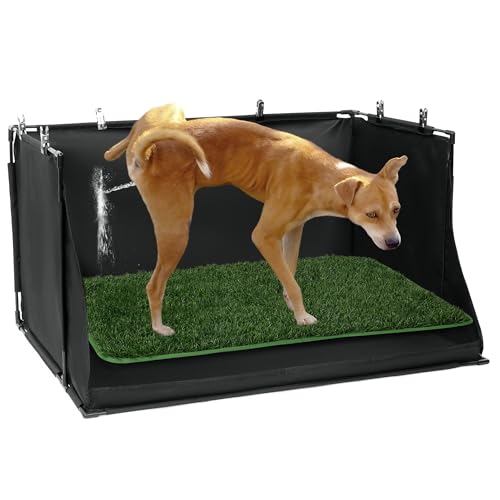 MABOZOO Dog Pee Pad Holder with Artificial Grass, 33.8 * 24 * 17.7 in Foldable Indoor Dog Potty Tray with Hemmed Edge, No Spill Pee Pad Holder Tray Puppy Litter Box for Dogs - size: X-Large