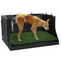 MABOZOO Dog Pee Pad Holder with Artificial Grass, 33.8 * 24 * 17.7 in Foldable Indoor Dog Potty Tray with Hemmed Edge, No Spill Pee Pad Holder Tray Puppy Litter Box for Dogs - size: X-Large
