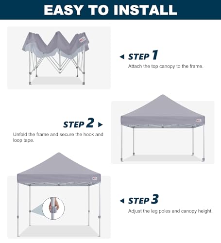 MASTERCANOPY Pop Up Canopy Tent Commercial Grade 10x10 Instant Shelter (Grey) - color: Gray, size: 10x10