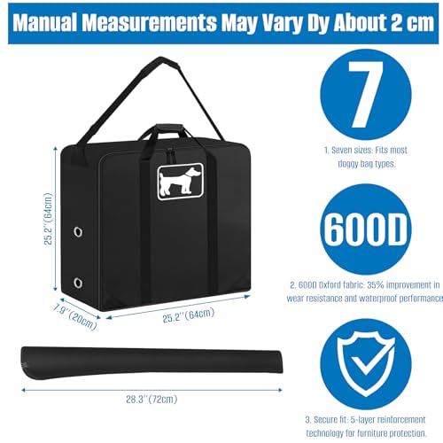 SIRUITON Dog Playpen Storage Bag Fits 24" H 8 Panels and 9 Stakes Suitable for Foldable Exercise Pet Playpen, RV Dog Fence Travel Bag,with Reinforcing Plate & Shoulder - color: Black