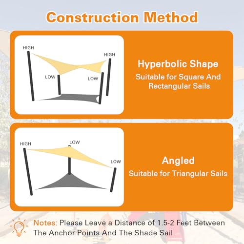 Artpuch Sun Shade Sail, 10'X12' Sand Rectangle Curved Edged Sun Shade, Commercial Grade 185GSM HDPE UV Permeable Outdoor Shade Cloth for Deck, Backyard, Patio (Custom Sizes Made)