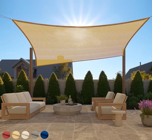 GORILLA GRIP Heavy Duty Sun Shade, UV Protection Fade Tear and Rust Resistant Rectangle Sunshade Canopy, Curved Edges Blocks Sunlight, Breathable Sail, Outdoor Patio, Lawn Garden, 6x10 FT Sand - color: Sand, size: 6' X 10', style: Rectangle