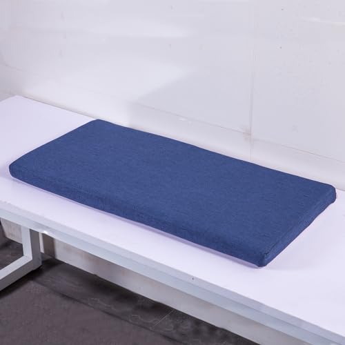 Custom Long Dining Bench Cushion with Ties for Indoor Furniture Non-Slip Rectangle Window Seat Cushions 60 x12 Inch, Navy Blue - color: Navy Blue, size: 60″x12″