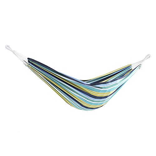 Vivere Brazilian Style Double Outdoor Cotton Hammock with Carry Bag, Cayo Reef - color: Cayo Reef