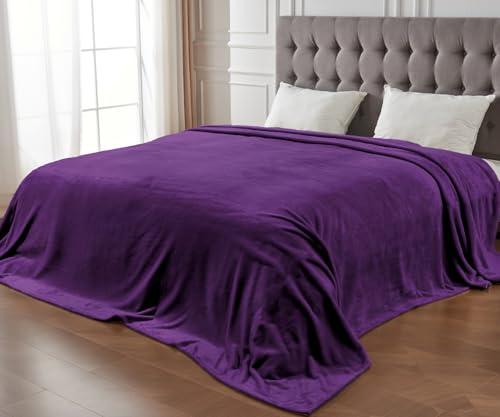 Edenleaf Big Oversized Soft Fleece Blanket, Giant California King Warm Blanket for Whole Family, Bed, Sofa, Couch, Travel and Camping 120x120 Purple - color: Purple