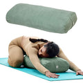 Gaiam Yoga Bolster Pillow, Soft Meditation Cushion for Yoga, Massage and Back Support, Breathable Cotton Fill, Zippered Microfiber Cover, Easy-Carry Handle, Machine Washable - color: Sage