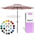 MIDTOWN UMBRELLAS The Lean 8 Feet Outdoor Umbrella With Terylast Red Stripes (Red/White Stripes) Polyester Fabric - 8 Ribs Aluminum Frame Patio Umbrella With Zinc Alloy Crank Lift And Auto-Tilt System - color: Terylast Fabric - Apple Stripes, size: 8 Foot