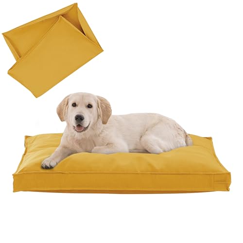 Dog Bed Covers Replacement Washable, Waterproof Dog Bed Cover with Zipper, 36Lx27Wx3H inch Durable Oxford Pet Bed Cover for Outdoor/Indoor Use, Cover Only, Yellow - color: Yellow, size: 36*27*3 inch