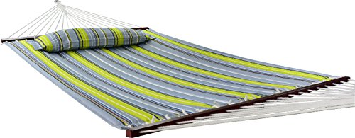 Sorbus 2-Person Stylish Hammock with Stand- 53" Large Cotton Outdoor Hammock- Spreadedbars & Pillow Included- Heavy Duty 450lbs Portable Hammock for Garden Patio Outdoor Camping- Comfortable, Washable