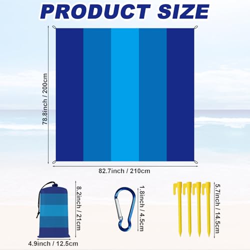 56X80in Beach Blanket, Waterproof Sandproof Beach Mat, Quick Drying Outdoor Picnic Mat Beach Accessories for Camping, Hiking - color: Navy Blue, size: 56X80in