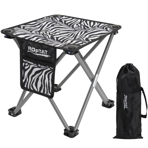 Roptat Portable Folding Compact Lightweight Camping Stool Seat for Camping Fishing Hiking Gardening Outdoor Walking Backpacking Travelling and Beach with Carry Bag (Zebra) - color: Zebra