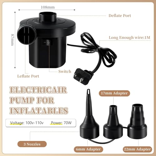 2 Pack Inflatable Bean Bag Chairs with Electric Air Pump Inflatable Chairs Blow up Couch Folding Portable Inflatable Lazy Sofa for Movie Night Living Room Outdoor Camping (2, Black) - color: Black