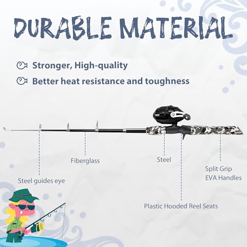 WIDDEN Kids Fishing Pole, Portable Telescopic Kids Fishing Poles for Boys and Girls, Fishing Rod and Reel Combo Kit with Tackle Box, and Fishing Net, Best Fishing Pole for Toddler Youth - color: BLACK