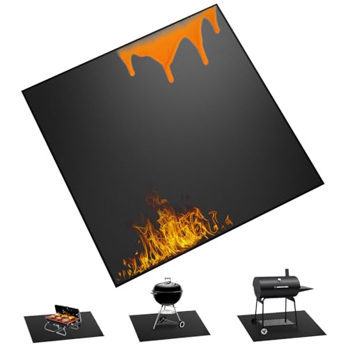 39×39 inch Heavy Duty Large Under Grill Mats for Outdoor Grill, Double-Sided Fireproof, Waterproof, Oil Proof Deck and Patio Protector, BBQ Mat Grill Floor Mats Fireplace Fire Pit Mat - size: 39*39 inch