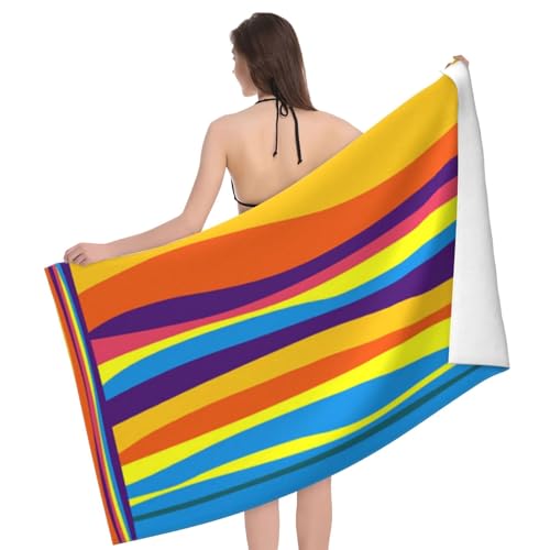 Cute Striped Beach Towel for Men/Adults, Personalized Microfiber Beach Towels Bulk, Quick Dry Beach Towel for Pool, Lightweight Bath Towels Oversized Clearance 30"x 60" - color: Striped, size: 30"x 60"