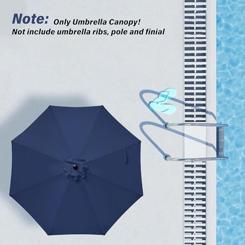 Simple Deluxe 2 Pack 9' Patio Umbrella Replacement Canopy Only Outdoor Table Market Yard Umbrella Replacement Top Cover with 8 Ribs, Dark Blue - color: 2P-Dark Blue Canopys, size: 9ft