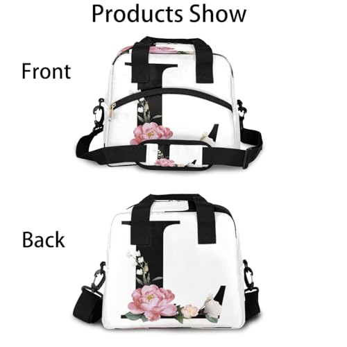 Letter L Insulated Lunch Bag for Women Men Reusable Waterproof Lunch Box Cooler Tote Bag One shoulder portable meal bag Portable Adult Lunchbox for Work Picnic Hiking Beach - color: Letter L