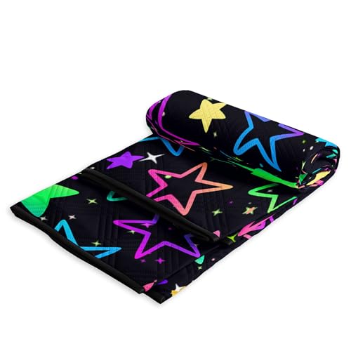 Outdoor Picnic Blanket,Portable Sandproof Waterproof Picnic Mat,Colorful Stars Printed Camping Beach Mat for Sand and Wet Grass Hiking (Colorful Stars S) - color: Colorful Stars, size: Standard - 59"x78"