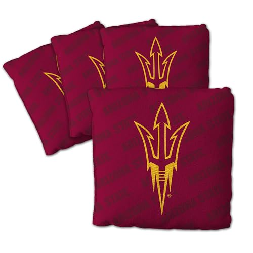 YouTheFan Officially-Licensed NCAA Set of 4 Cornhole Bags - All Weather Regulation 6” x 6” Size - 16oz Weight - Designed in USA - color: Arizona State Sun Devils - Maroon