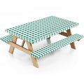 Picnic Table Cover with Bench Covers and Bag, Camping Table Camping Essentials Cover with Elastic Edges(Green) - color: Green