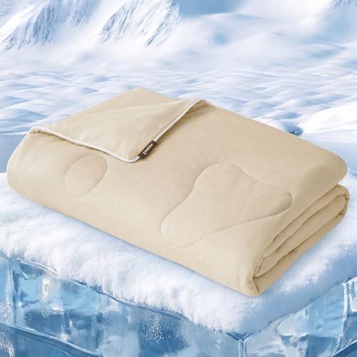 ZOMISIA Cooling Blanket for Extra Large Dogs - High Cold Washable Pet Mat, Travel Soft Dog Summer Essentials, Khaki, 50"x60" - color: Khaki, size: XL(50x60")
