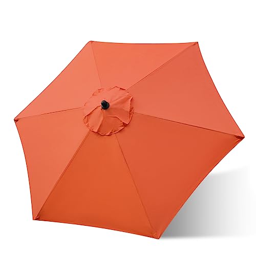 Sunnyglade 7.5ft Patio Umbrella Replacement Canopy Market Umbrella Top Outdoor Umbrella Canopy with 6 Ribs - color: Orange