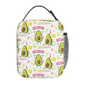 Cute Avocado Kawaii Insulated Lunch Bag Portable Reusable Zipper Lunch Box For Men Women Work Picnic Travel Camping - color: Black24