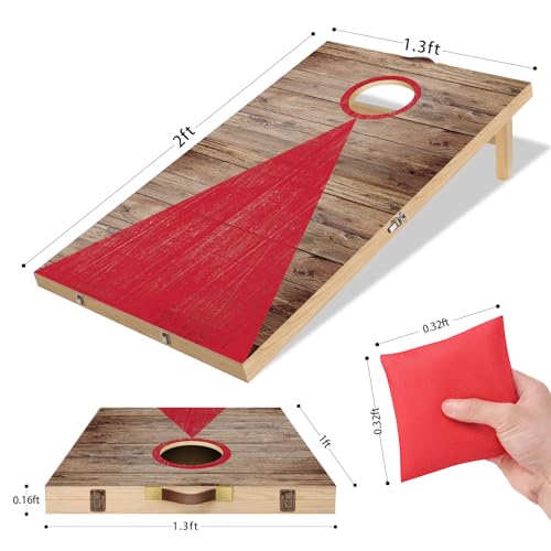 Wooden Cornhole Board Set with 6 Bean Bags, 2x1.3 ft Portable Outdoor & Indoor Corn Hole Toss Game Sets for Kids Adults and Family Party Camping Equipment