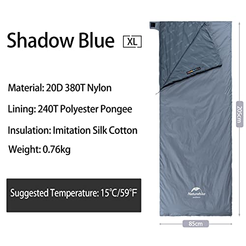 Naturehike Lightweight Compact Sleeping Bag, 59℉/32℉ Envelope Ultralight Backpacking Sleeping Bag Portable, Waterproof with Compression Sack for Cold&Warm, Camping, Traveling, Hiking - color: Shadow blue