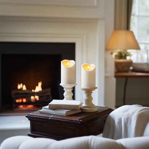 Amagic 4” x 6” Waterproof Outdoor Flameless Candles with Remote, Large LED Candles Battery Operated with Timer, Flickering Fake Pillar Candle for Patio Yard Porch Decor, Ivory White, Set of 2 - color: Ivory White, size: D4" X H6"