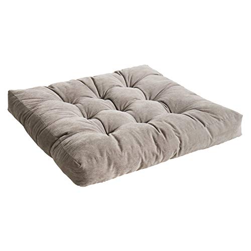 Outdoor Cushions Square Floor Pillow Thicken Tufted Seat Pad Large Floor Cushion for Yoga Meditation Living Room Balcony Office Patio, 22x22 Inch, Grey(1 Pack)