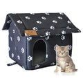 Cat House for Outdoor,Weatherproof Warm Feral Cats Shelter Outside/Indoor Collapsible Insulated Pet Houses Foldable Stray Cat Tent Cave for Kitty Puppy Small Animals Four Season(Black)