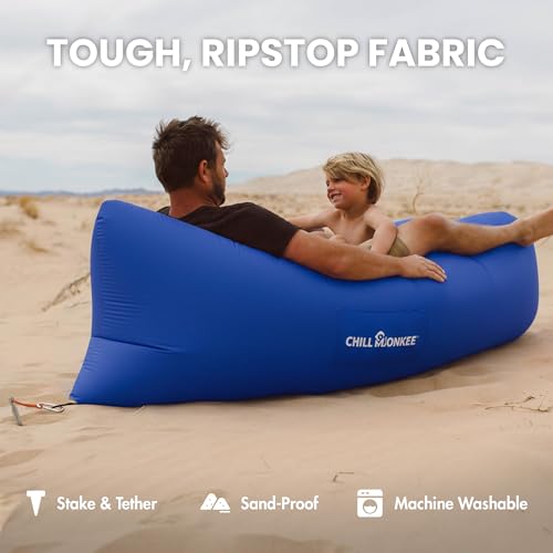Portable Inflatable Lounger for Beach & Camping – Self-Inflating Air Couch, Beach Sofa, and Outdoor Lounge Chair for Relaxation and Comfort - color: Royal Blue