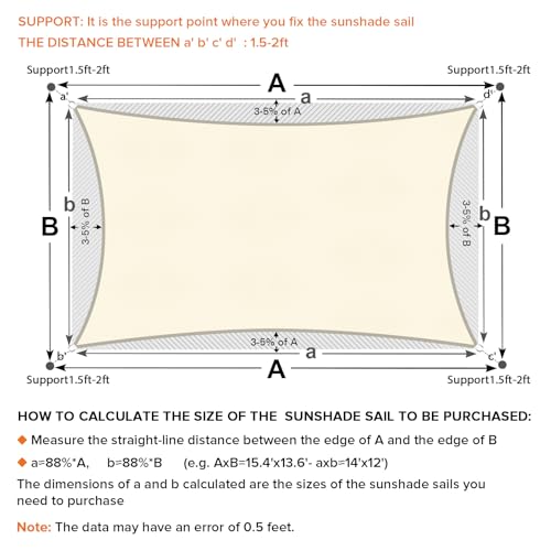 Artpuch Sun Shade Sail Cream 7'X11'Customized Curved Edges Rectangle Canopy 95% UV Block Sun Shade for Outdoor Patio Garden Backyard (We Make Custom Size) - color: Cream, size: 7'X11'Customized