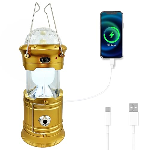 Rechargeable LED Camping Lantern - Waterproof & RGB Tent Light with Phone Charger for Outdoor, Emergency, Hurricane, Storm, Power Outage (3 Light Modes) - style: Party – RGB Light