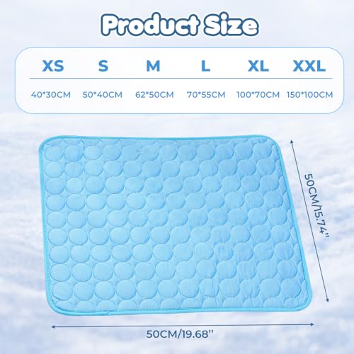 Dog Cooling Mat, 2026 New Ice Silk Self-Cooling Pad for Pets, Pressure-Activated Cooling Mat for Dogs Cats, Reusable Water-Free Summer Cooling Mat for Kennel Sofa Car Travel (Blue, Large) - size: Large
