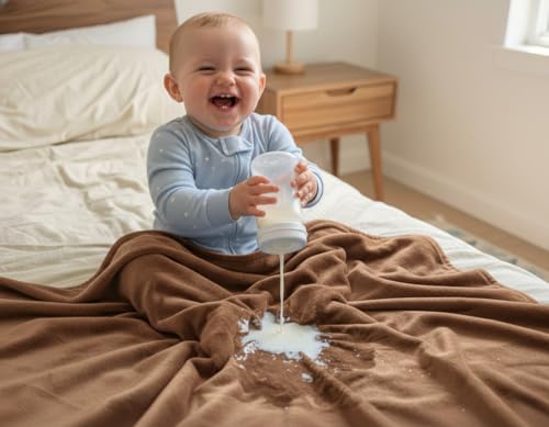 Waterproof Blanket for Bed, Couch, Kids & Pets Protection – Splash-Proof, Spill-Proof, Leakproof Flannel Blanket Reversible Design (Velvet Brown & Twilight Blue, 60x80) - color: Velvet Brown & Twilight Blue, size: Full