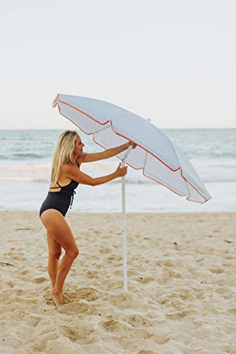 PICNIC TIME 5.5 Ft Portable Beach Umbrella, Lightweight UV Protection Sunshade with Tilt Pole & Carry Bag, Outdoor Canopy Umbrella for Beach, Sand, Pool, Patio, Camping, Travel, or Backyard Shade, (Wave Break Gray Pattern) - color: Wave Break Gray Pattern