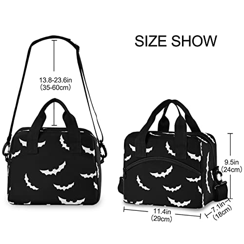 Bats halloween Insulated Lunch Bag Reusable Lunch Tote Bag Cooler Bag for Women Men Adult Lunch Box with Adjustable Shoulder Strap Leakproof Lunch Bag for Work School Picnic Camping - color: bats halloween