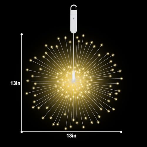 Outdoor Lights Firework 120 LED Waterproof 8 Modes with Remote Wedding Decorative Hanging Lights for Party Patio Garden Warm White 2 Pack - size: 2Pack