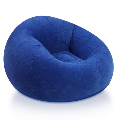Realspring Inflatable Bean Bag Chairs for Adult Blow up Chairs Lazy Sofa Folding Portable Inflatable Chair for Movie Outdoor Room Bedroom Reading Camping(Blue) - color: Blue
