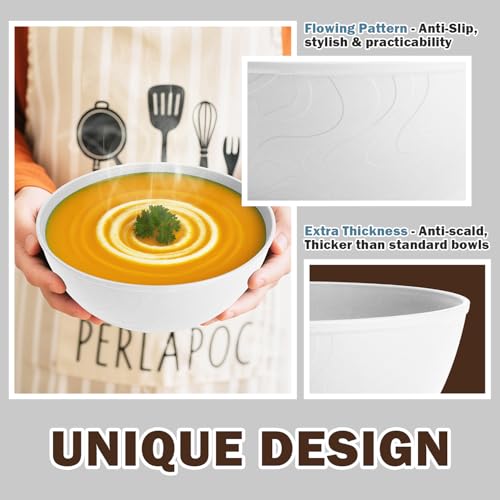 Wheat Straw Cereal Bowls 40 OZ, Unbreakable Bowls Set of 6, Microwave & Dishwasher Safe Bowl for Kitchen, Reusable Plastic Bowl for Cereal, Soup, Salad and Ramen, White - color: White, size: 40 Oz