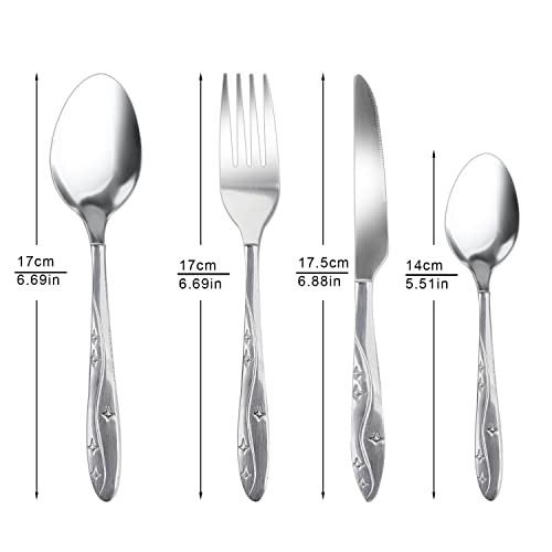 4 Pcs Cutlery Set with Portable Pouch Case, Stainless Steel Knife and Fork Flatware Set Camping Utensil Set for Picnic School Office Mirror Polished Dishwasher Safe(Black)